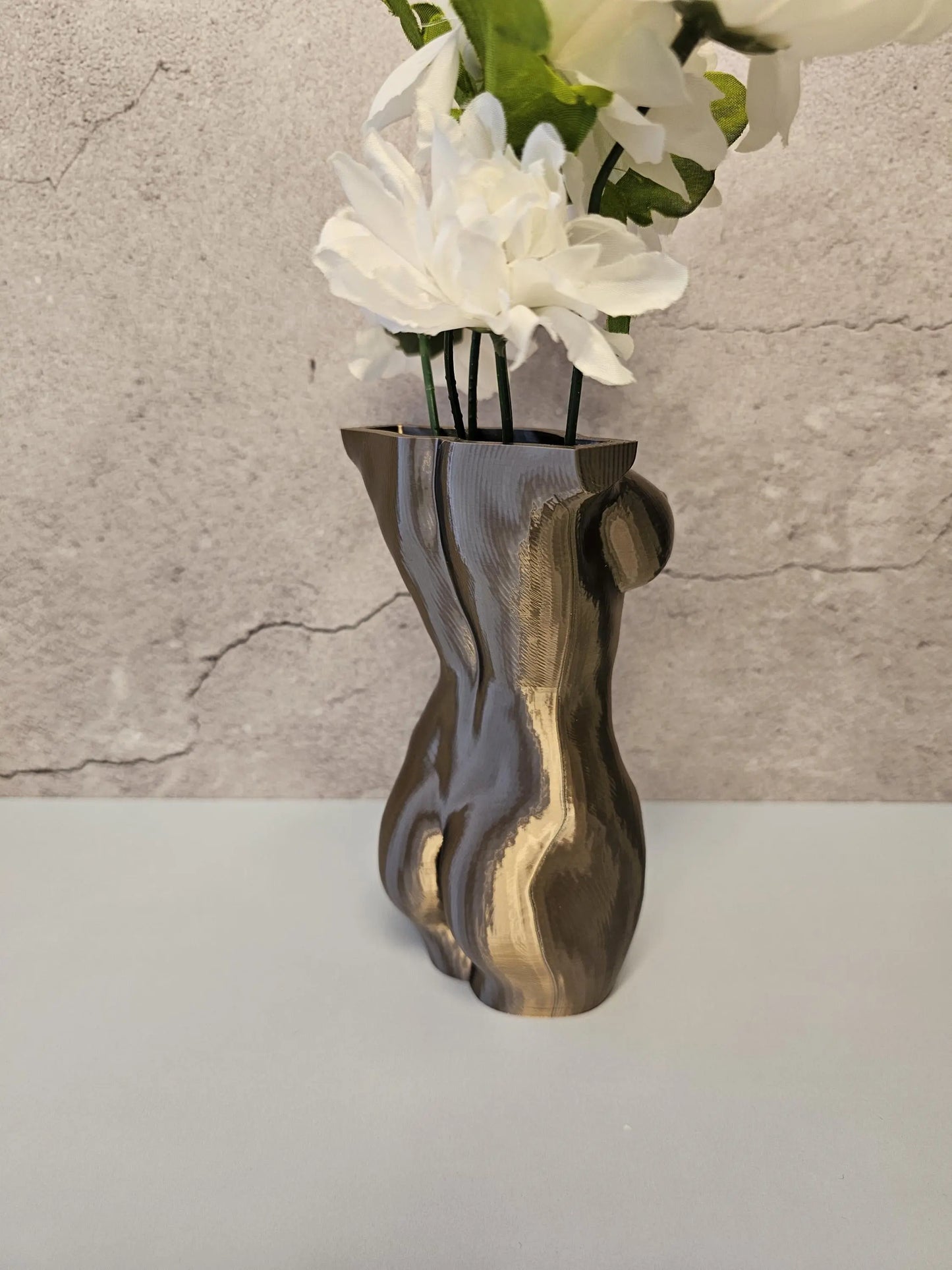 Lustra Female Torso Vase – Modern 3D Printed Sculpture – Silk Antique Gold– Elegant Home Decor CR3DesignCo
