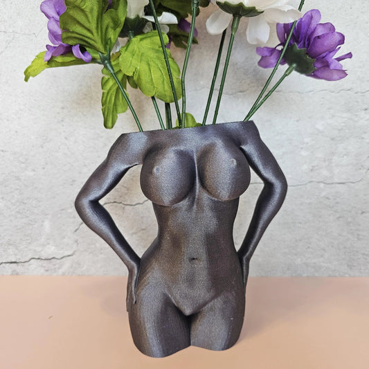 Elegant 3D Printed Female Torso Vase: Modern Lavender Sculpture for Contemporary Home Decor CR3 Design Co