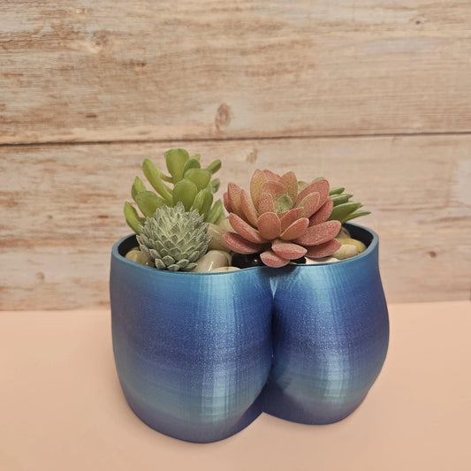 Aqua 3D Printed Butt Planter: Modern Body Art Vase CR3 Design Co