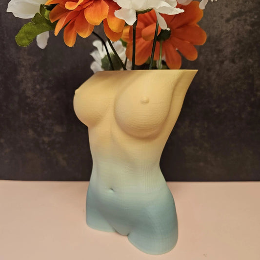Elegant Luna Goddess Vase: Modern 3D Printed Pastel Torso Sculpture for Home Decor CR3 Design Co