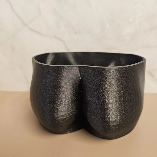 3D Printed Diamond Black Butt Planter - Modern Feminine Booty Sculpture Vase for Small Plants CR3 Design Co