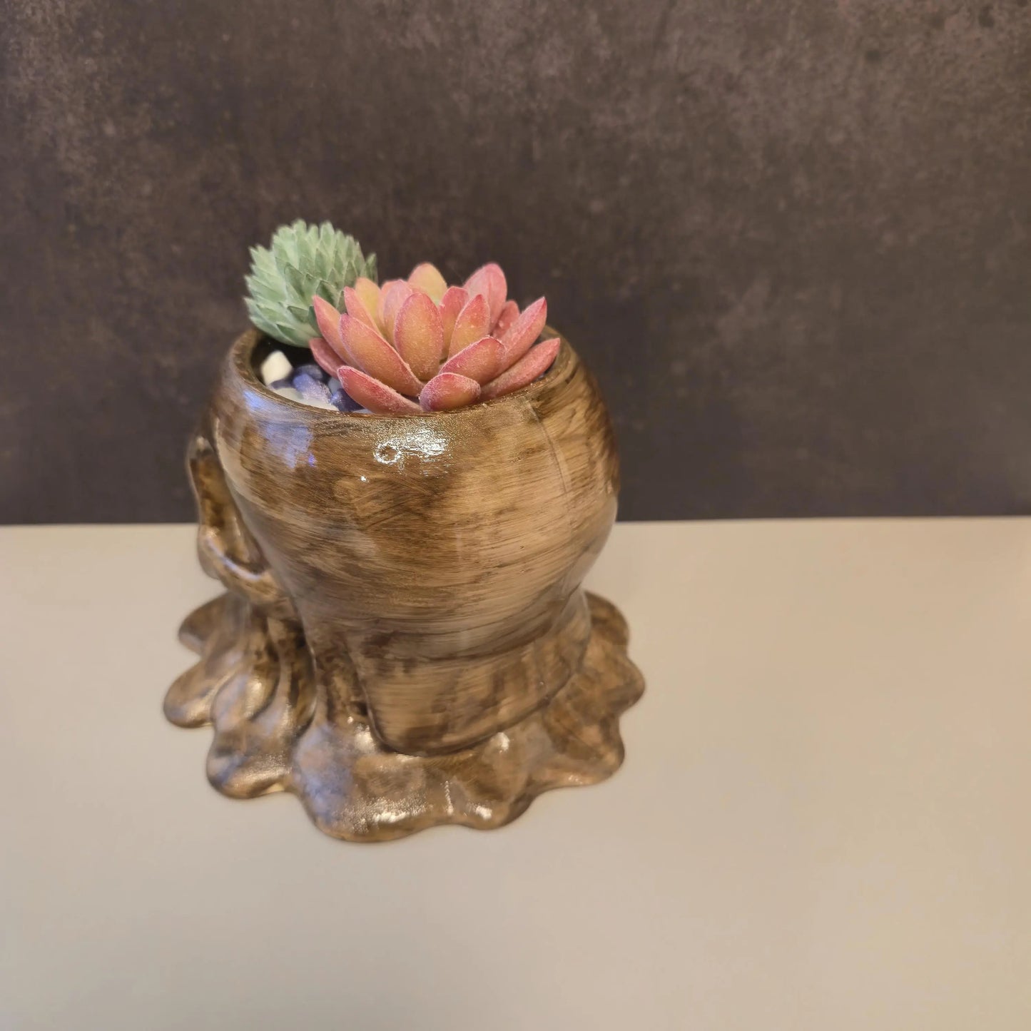 DIY Melting Skull Planter Kit: 3D Printed Wood Craft, Paint & Stain CR3 Design Co