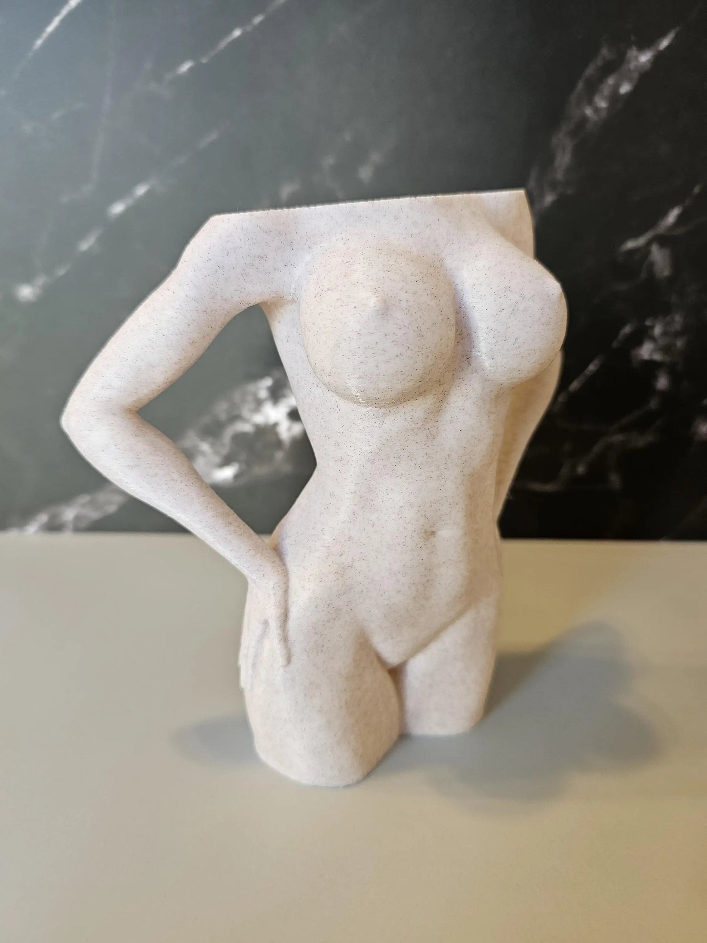 Modern 3D Printed Female Torso Vase Sculpture - Elegant Desert Sand Home Decor Art Piece CR3 Design Co