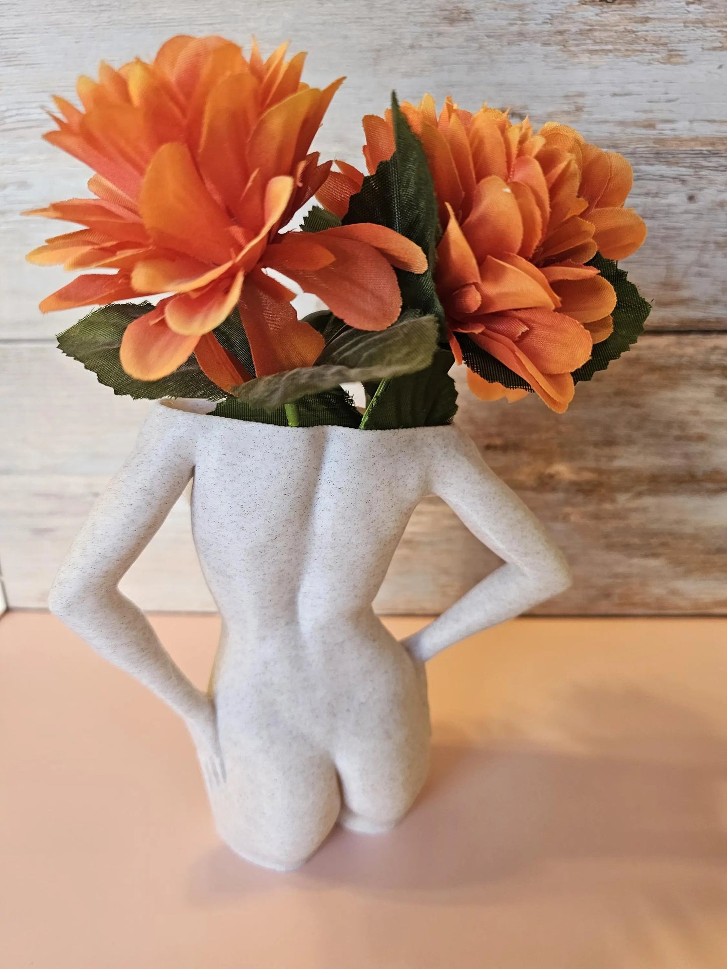 Modern 3D Printed Female Torso Vase Sculpture - Elegant Desert Sand Home Decor Art Piece CR3 Design Co