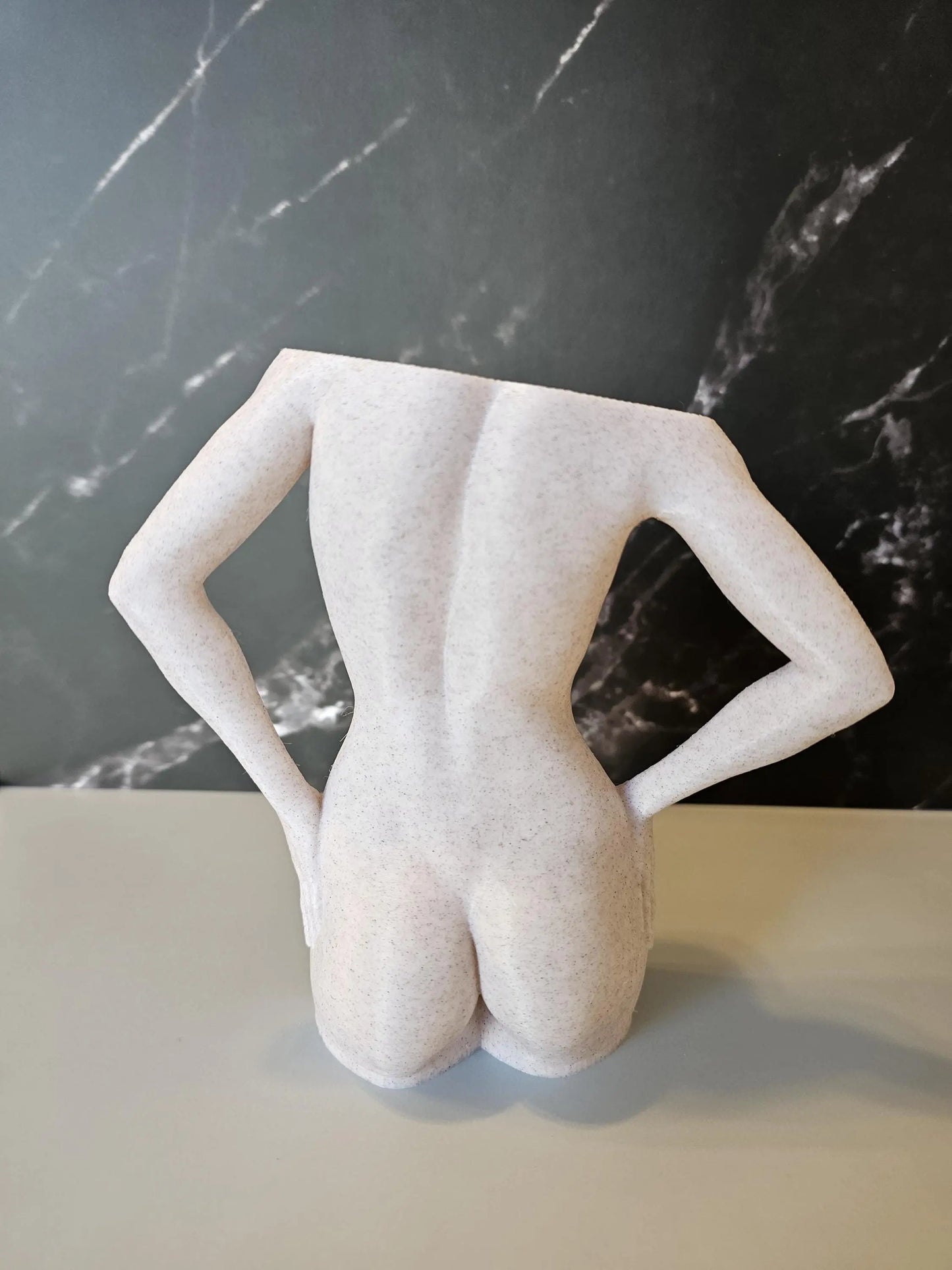 Modern 3D Printed Female Torso Vase Sculpture - Elegant Desert Sand Home Decor Art Piece CR3 Design Co
