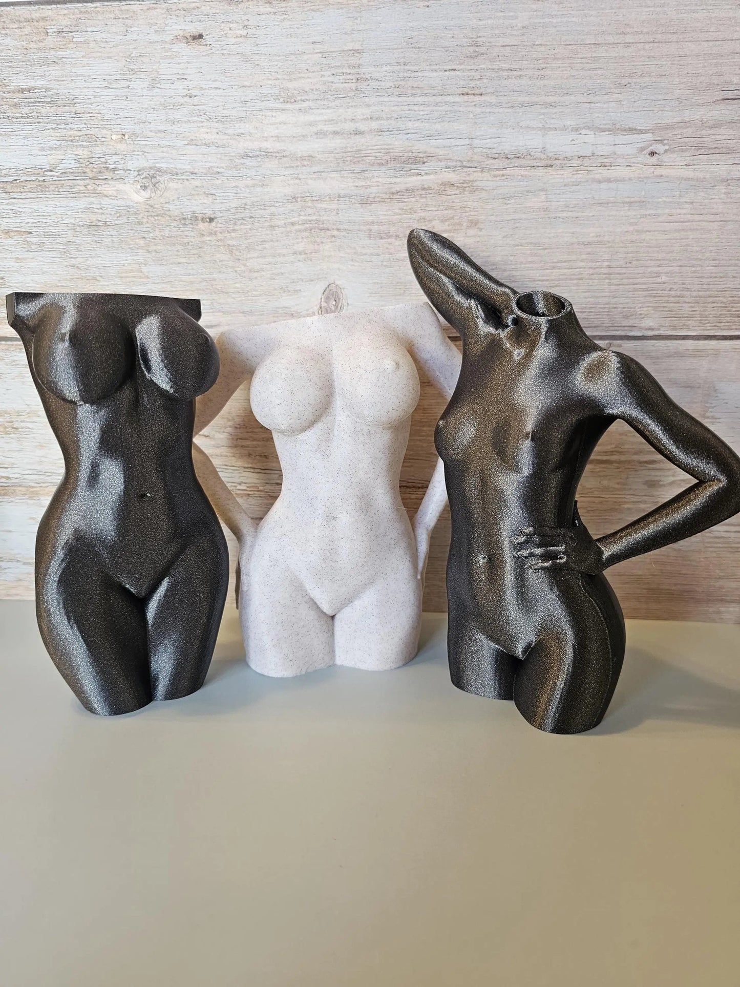 Modern 3D Printed Female Torso Vase Sculpture - Elegant Desert Sand Home Decor Art Piece CR3 Design Co