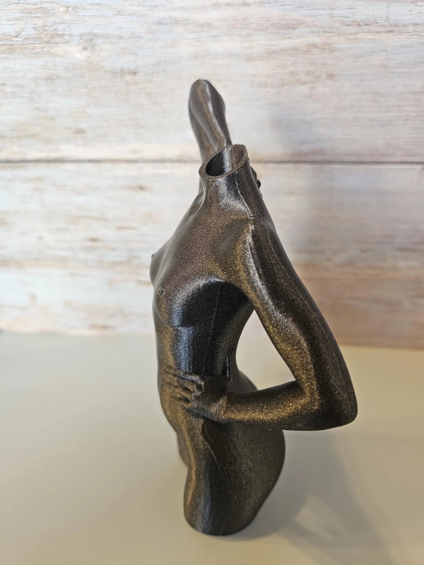 Elegant 3D Printed Female Torso Vase: Modern Silver-Grey Sculpture for Minimalist Home Decor CR3 Design Co