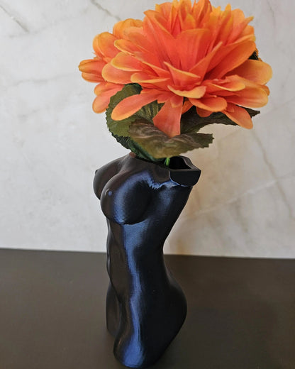 Elegant Midnight Blue 3D Printed Female Torso Vase - Modern Sculpture for Chic Home Decor CR3 Design Co