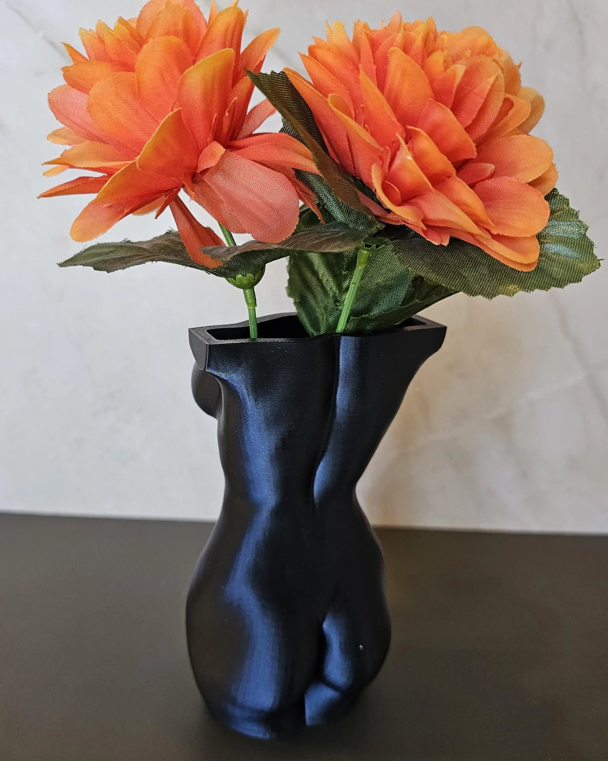 Elegant Midnight Blue 3D Printed Female Torso Vase - Modern Sculpture for Chic Home Decor CR3 Design Co