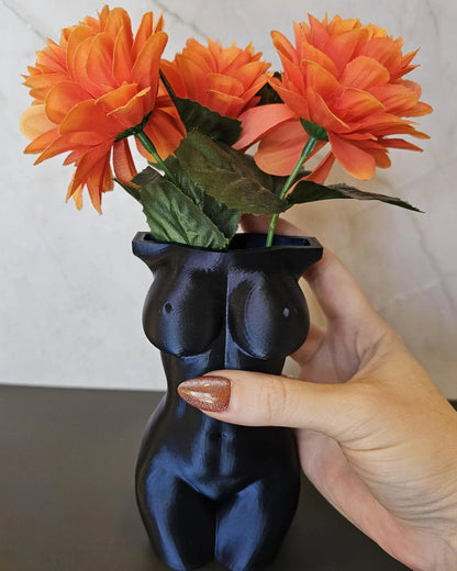 Elegant Midnight Blue 3D Printed Female Torso Vase - Modern Sculpture for Chic Home Decor CR3 Design Co