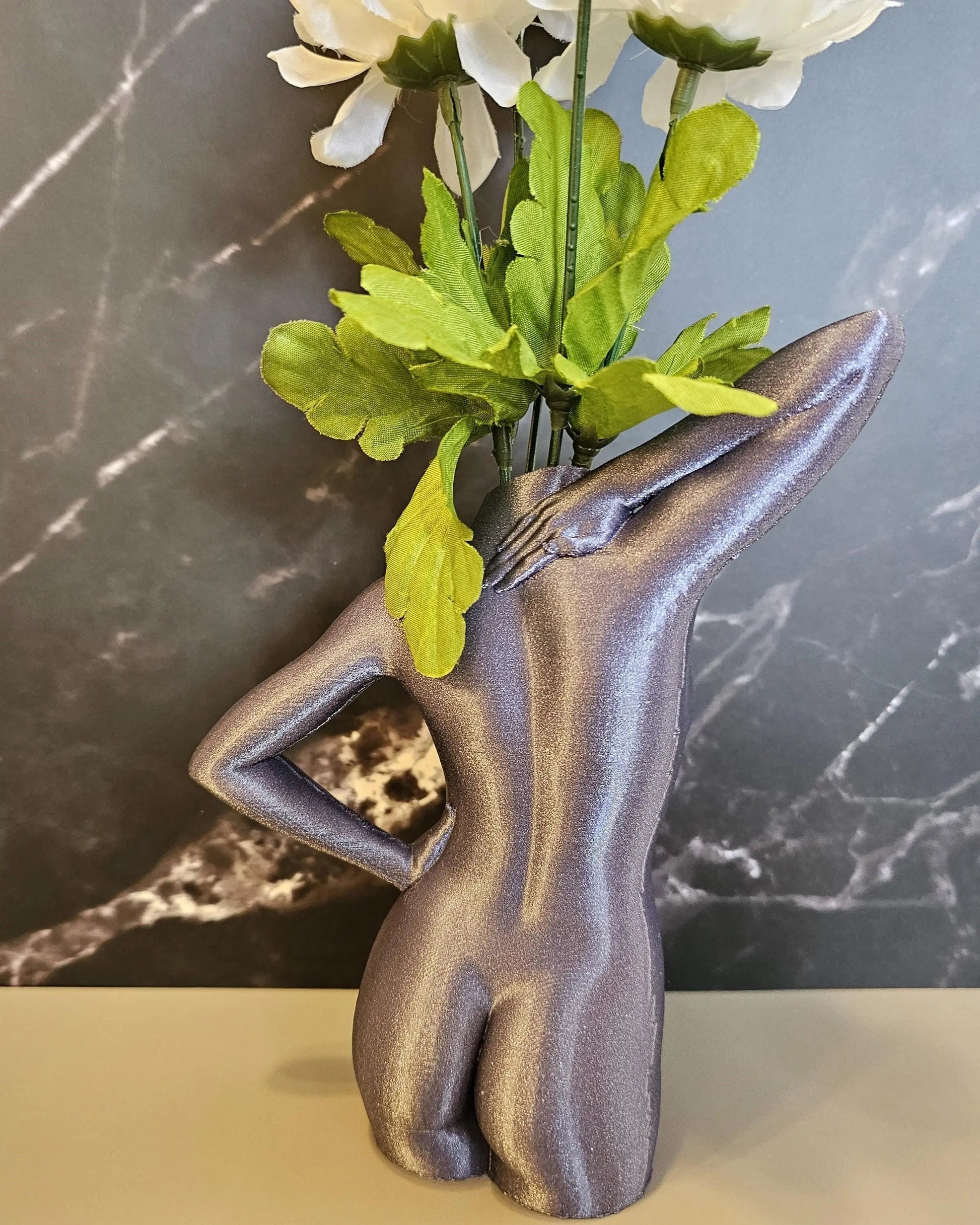 Modern Diamond Lavender Female Torso Vase - 3D Printed Elegant Sculpture for Contemporary Home Decor CR3 Design Co