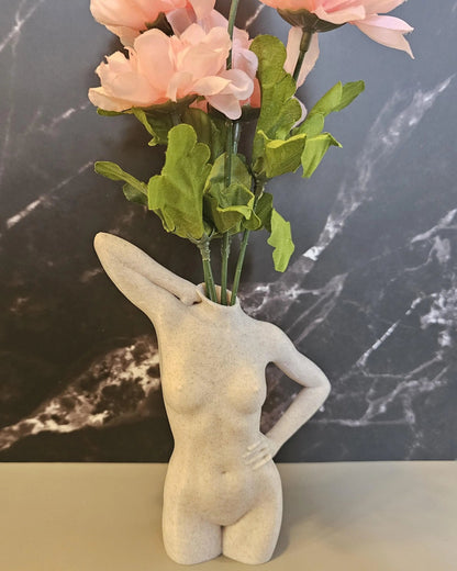 Elegant 3D Printed Female Torso Vase: Modern Desert Sand Sculpture for Contemporary Home Decor CR3 Design Co