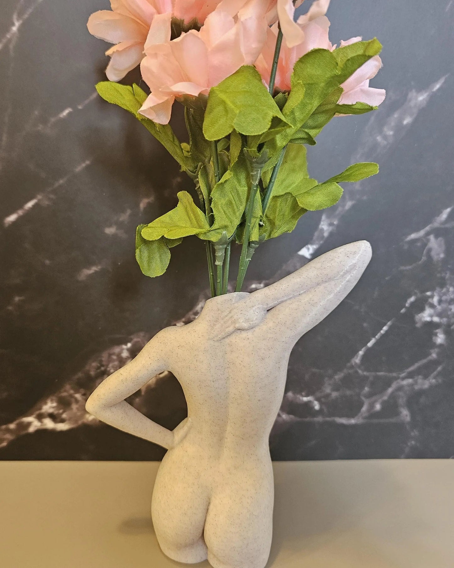 Elegant 3D Printed Female Torso Vase: Modern Desert Sand Sculpture for Contemporary Home Decor CR3 Design Co