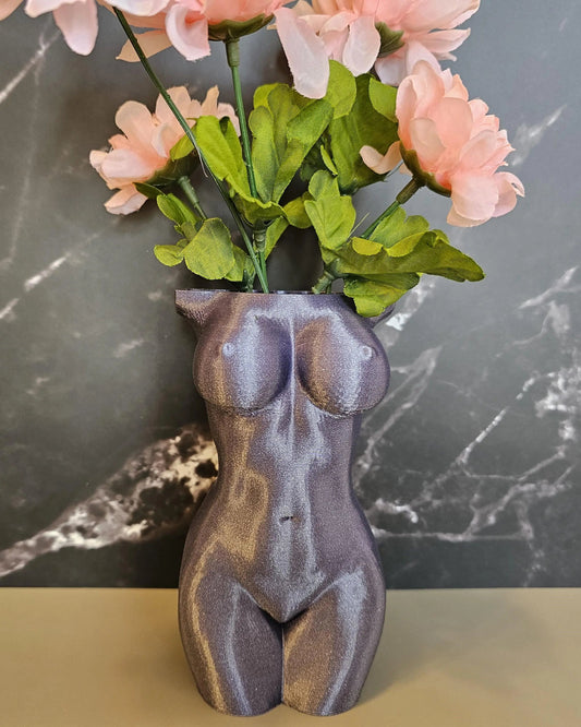 Elegant Lavender Female Torso Vase - Modern 3D Printed Sculpture for Chic Home Decor CR3 Design Co