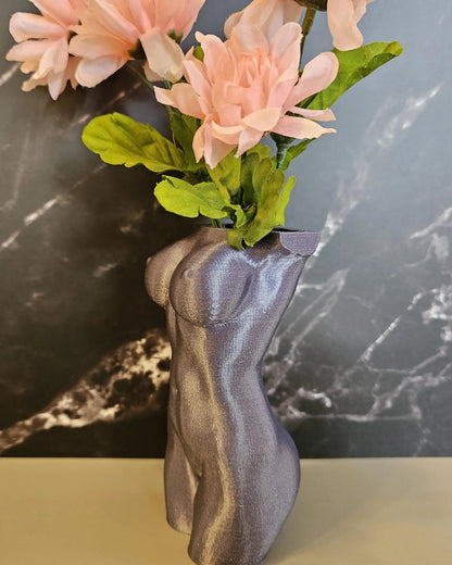 Elegant Lavender Female Torso Vase - Modern 3D Printed Sculpture for Chic Home Decor CR3 Design Co