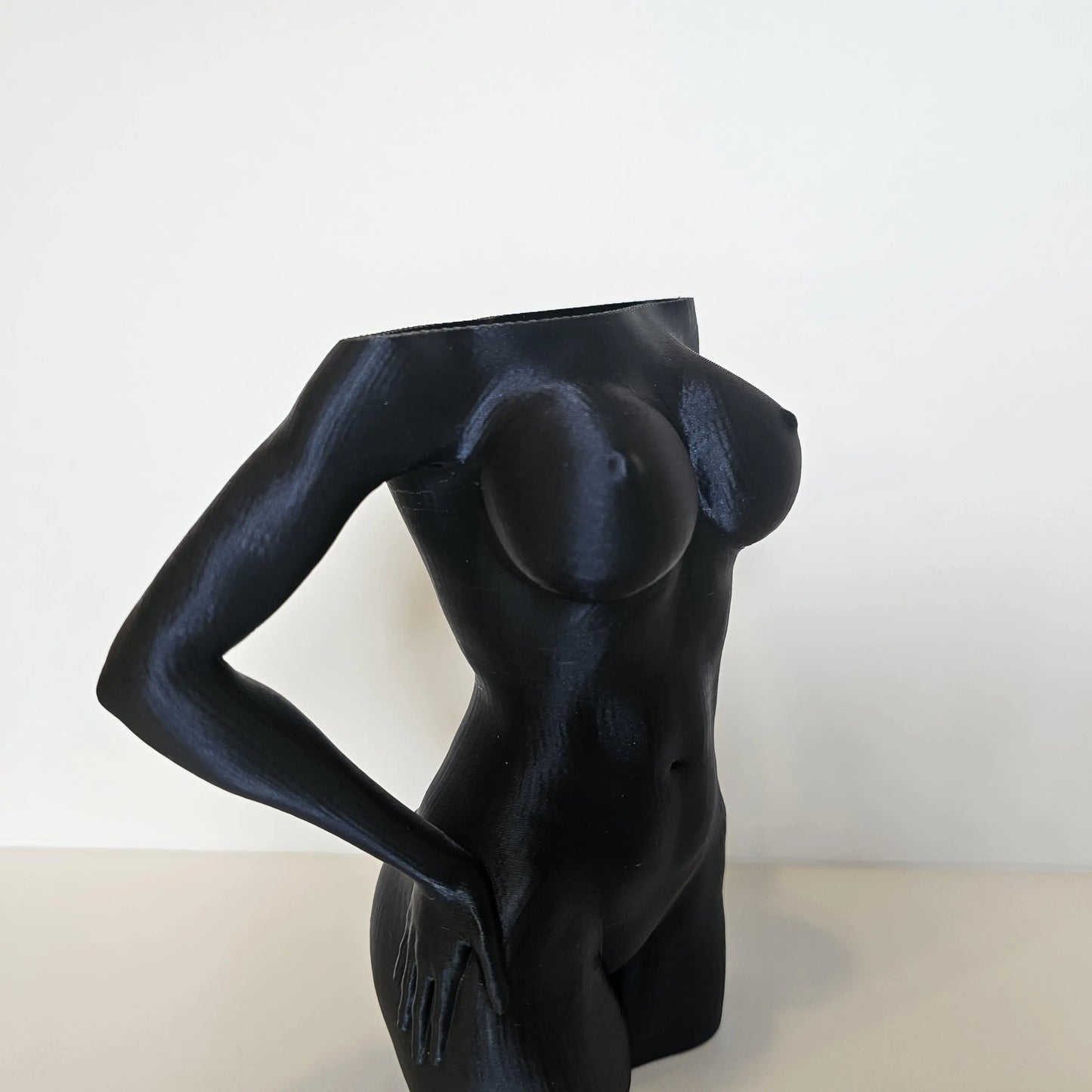 Elegant Midnight Blue Female Torso Vase: Modern 3D Printed Sculpture for Contemporary Home Decor CR3 Design Co