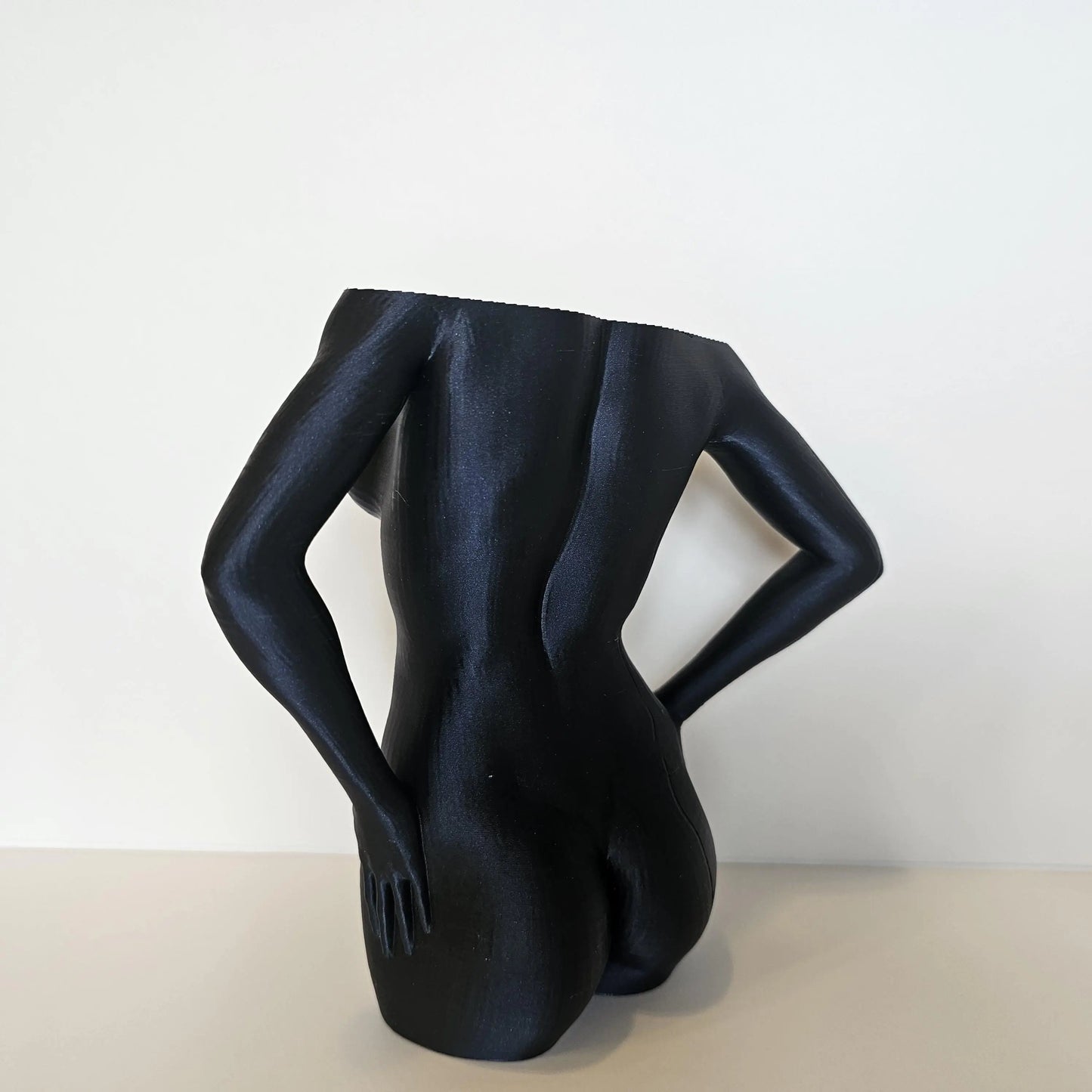 Elegant Midnight Blue Female Torso Vase: Modern 3D Printed Sculpture for Contemporary Home Decor CR3 Design Co