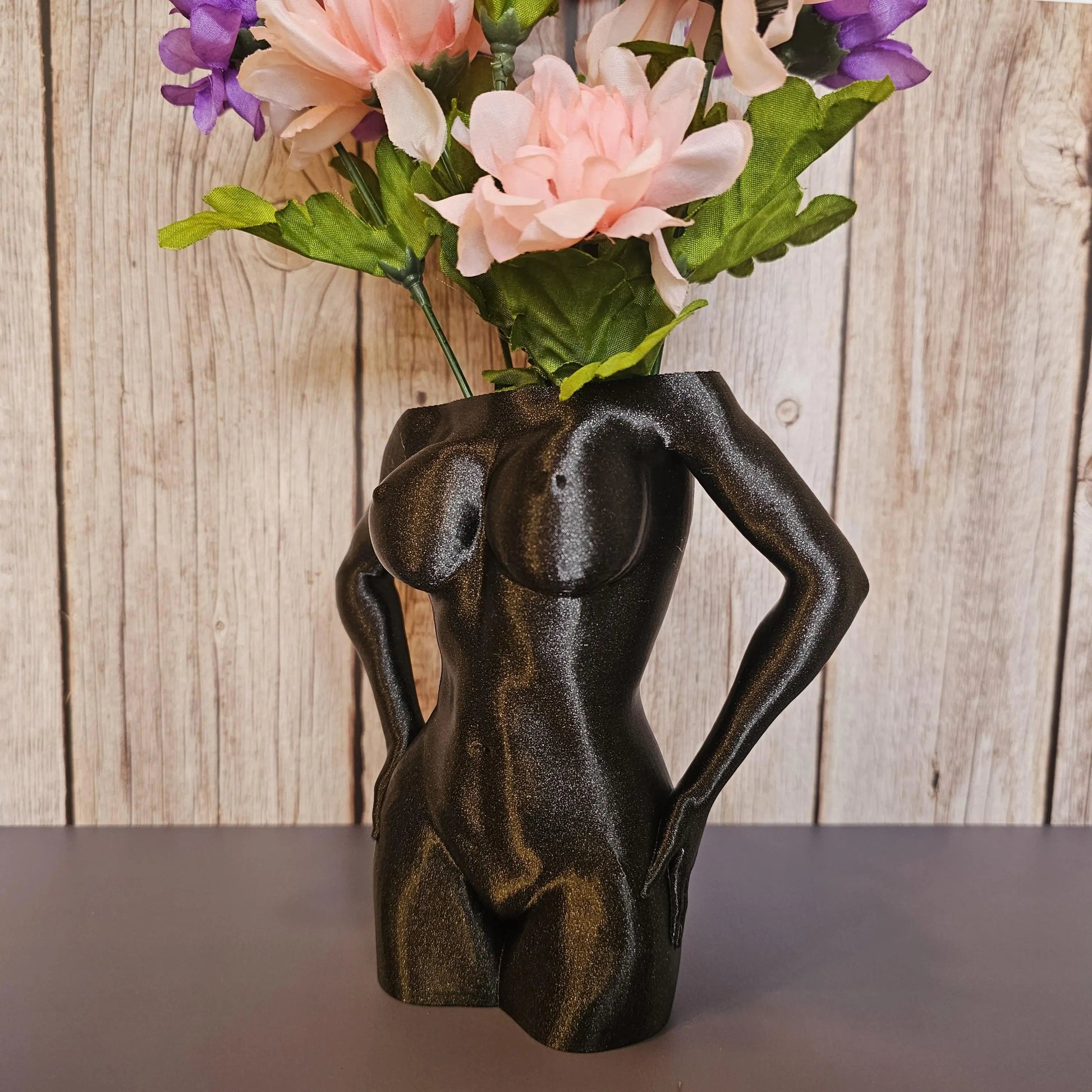 Elegant Black 3D Printed Female Torso Vase - Modern Sculpture for Contemporary Home Decor CR3 Design Co
