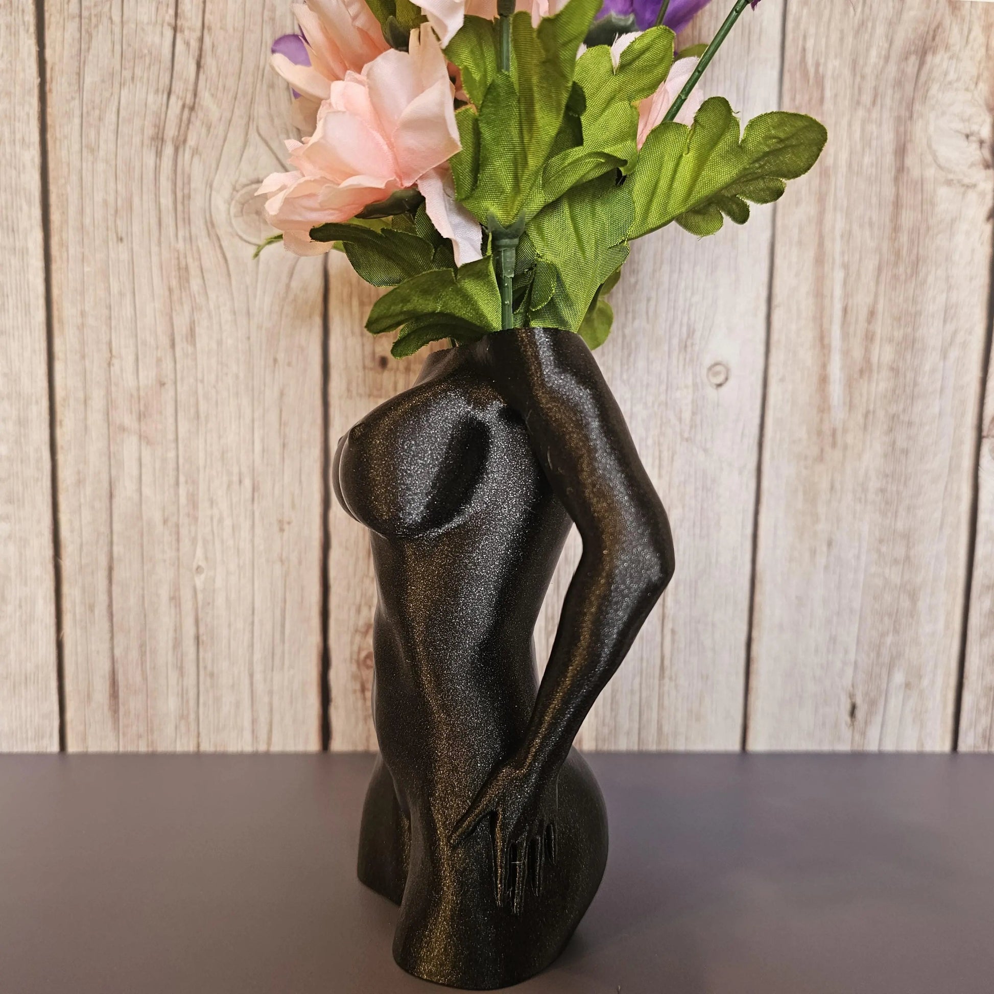 Elegant Black 3D Printed Female Torso Vase - Modern Sculpture for Contemporary Home Decor CR3 Design Co