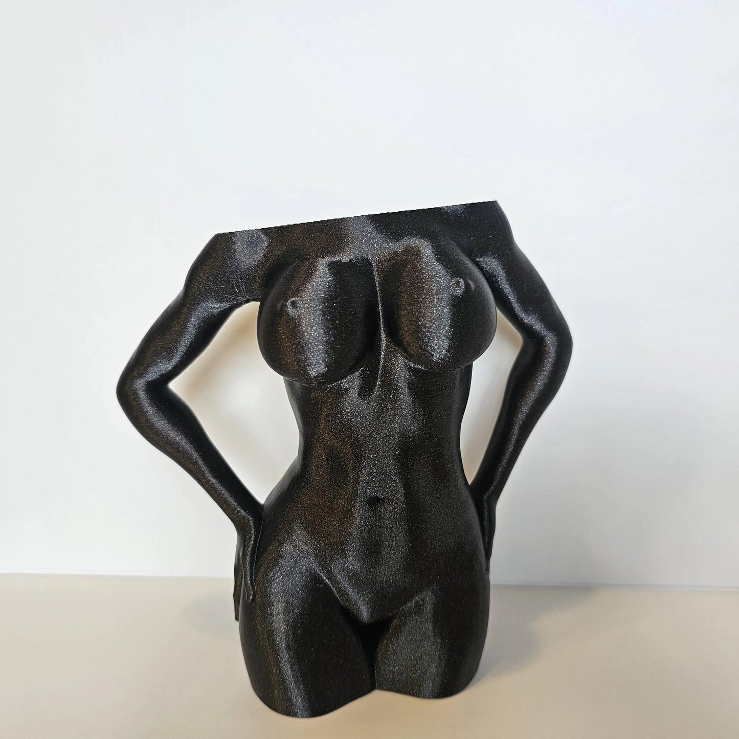 Elegant Black 3D Printed Female Torso Vase - Modern Sculpture for Contemporary Home Decor CR3 Design Co