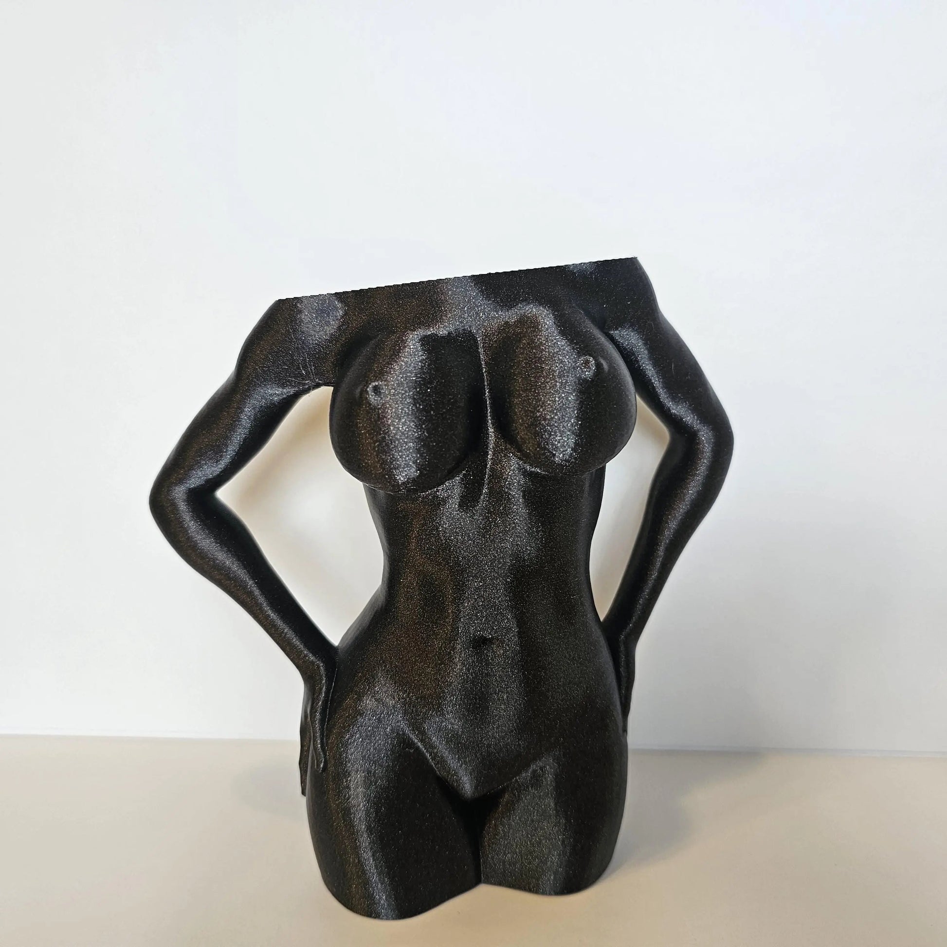 Elegant Black 3D Printed Female Torso Vase - Modern Sculpture for Contemporary Home Decor CR3 Design Co