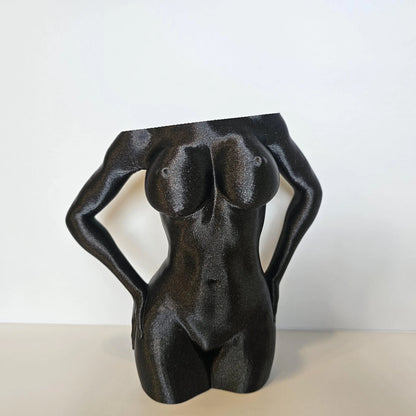 Elegant Black 3D Printed Female Torso Vase - Modern Sculpture for Contemporary Home Decor CR3 Design Co