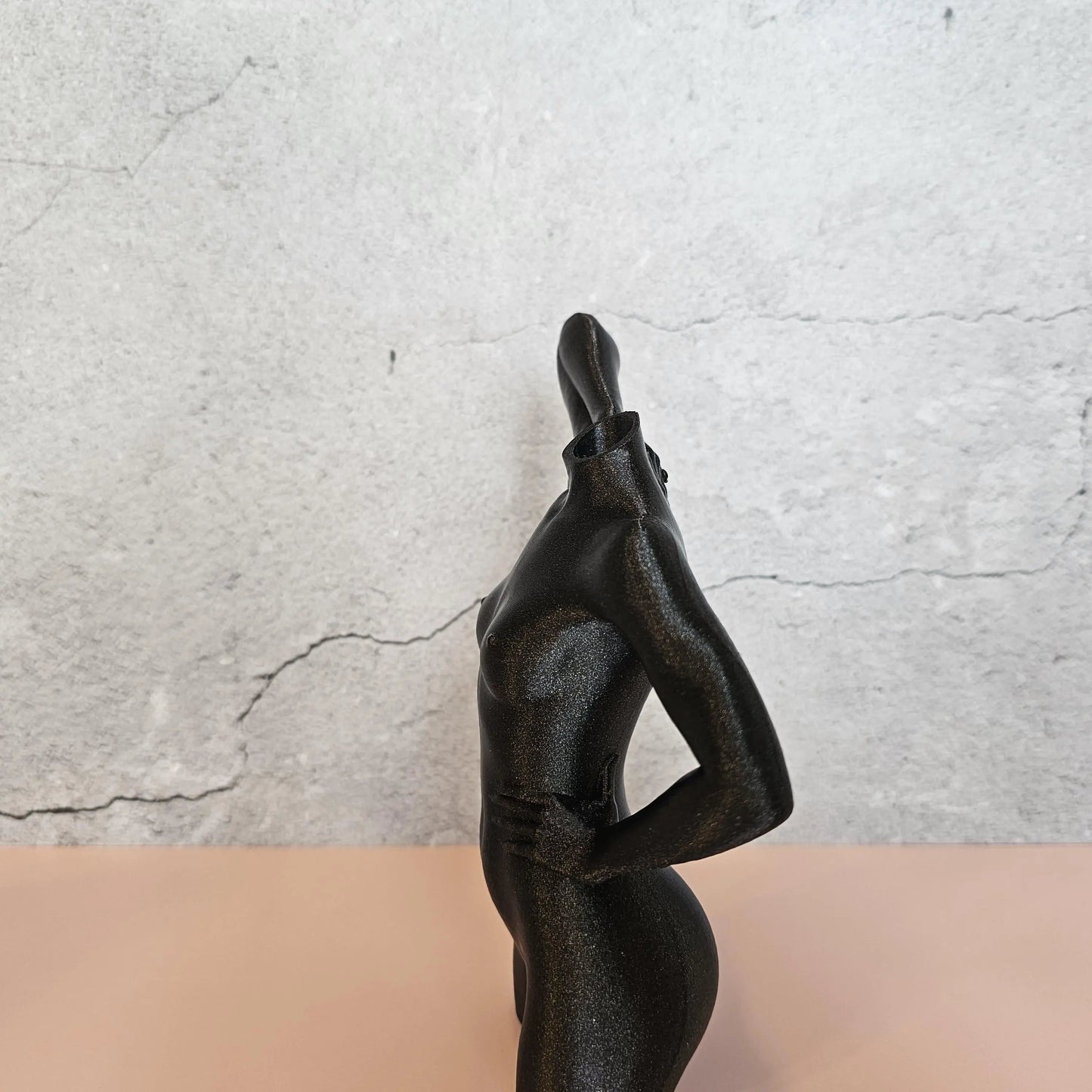 Elegant 3D Printed Female Torso Vase: Modern Black Diamond Sculpture for Contemporary Home Decor CR3 Design Co