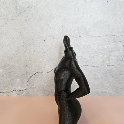 Elegant 3D Printed Female Torso Vase: Modern Black Diamond Sculpture for Contemporary Home Decor CR3 Design Co