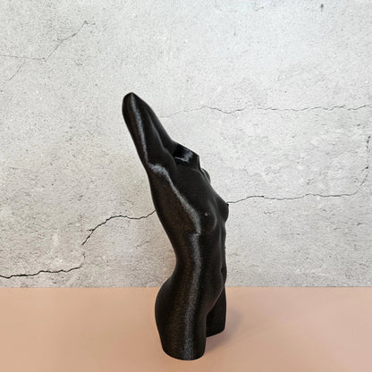 Elegant 3D Printed Female Torso Vase: Modern Black Diamond Sculpture for Contemporary Home Decor CR3 Design Co