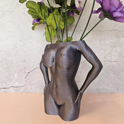 Elegant 3D Printed Female Torso Vase: Modern Lavender Sculpture for Contemporary Home Decor CR3 Design Co