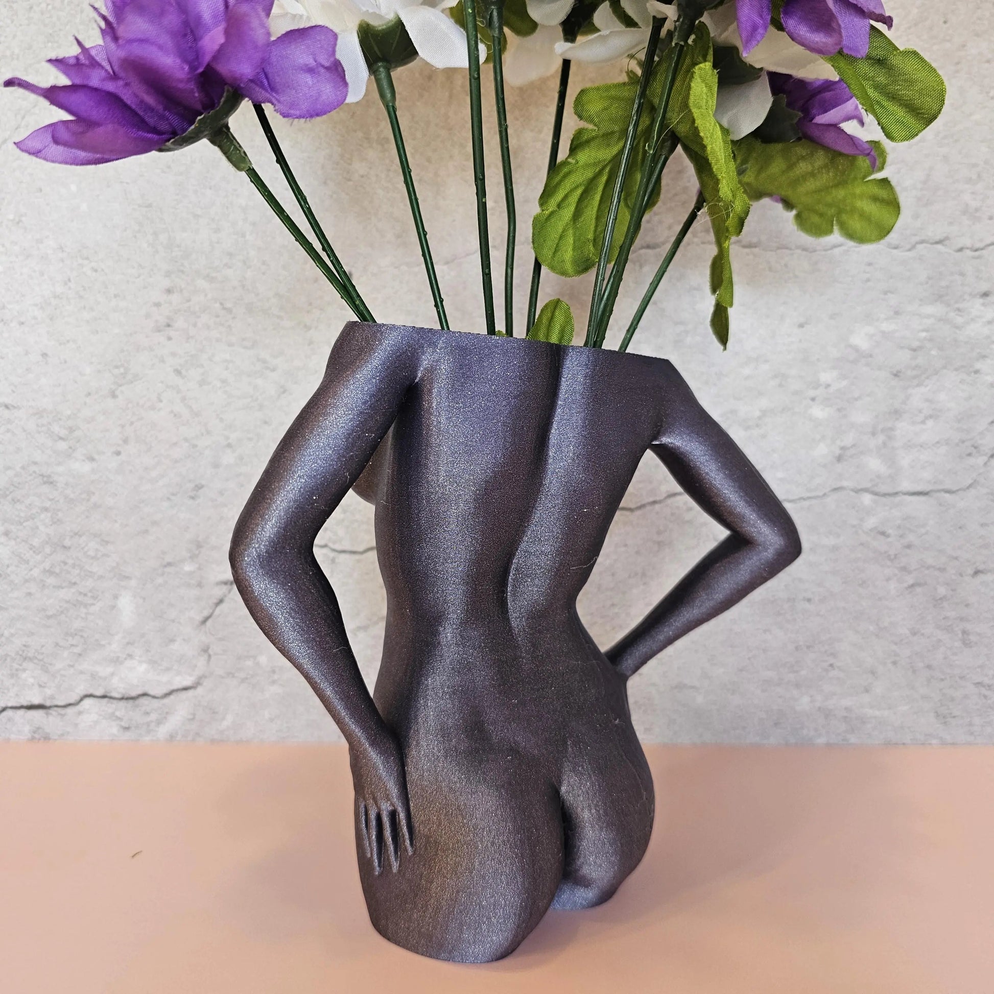 Elegant 3D Printed Female Torso Vase: Modern Lavender Sculpture for Contemporary Home Decor CR3 Design Co