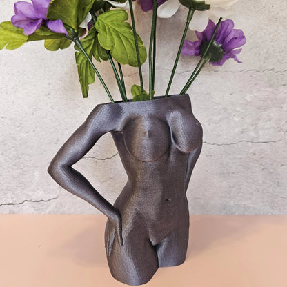 Elegant 3D Printed Female Torso Vase: Modern Lavender Sculpture for Contemporary Home Decor CR3 Design Co