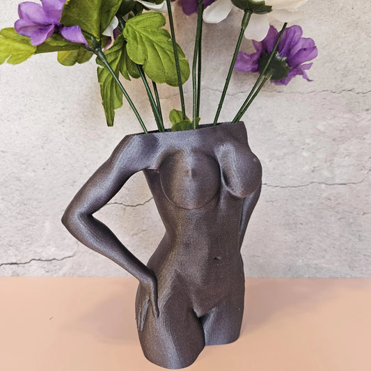 Elegant 3D Printed Female Torso Vase: Modern Lavender Sculpture for Contemporary Home Decor CR3 Design Co