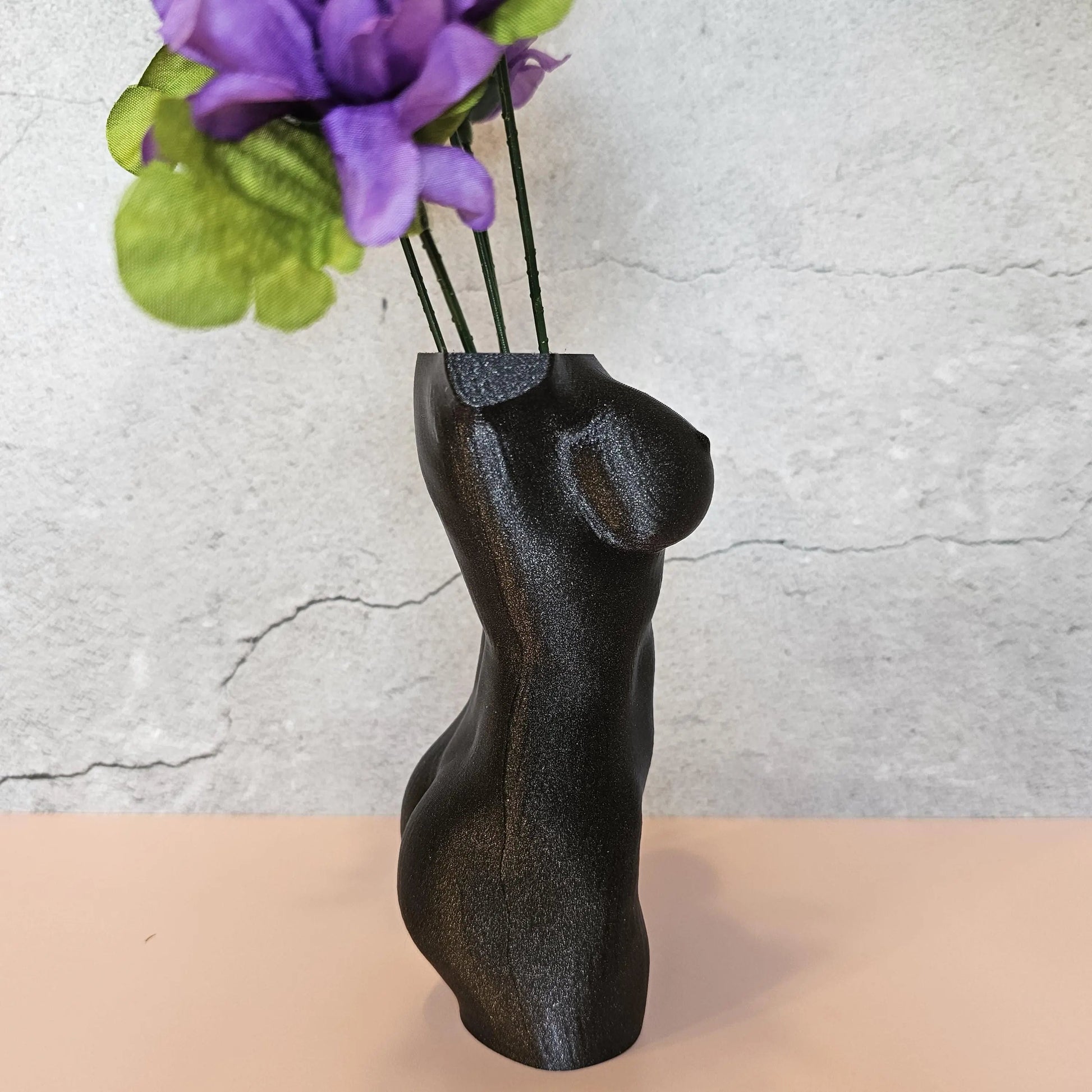 Elegant 3D Printed Female Torso Vase - Modern Black Sculpture for Luxury Home Decor CR3 Design Co