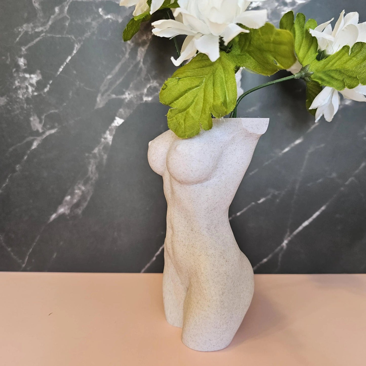 Elegant Desert Sand Female Torso Vase - Modern 3D Printed Sculpture for Stylish Home Decor CR3 Design Co