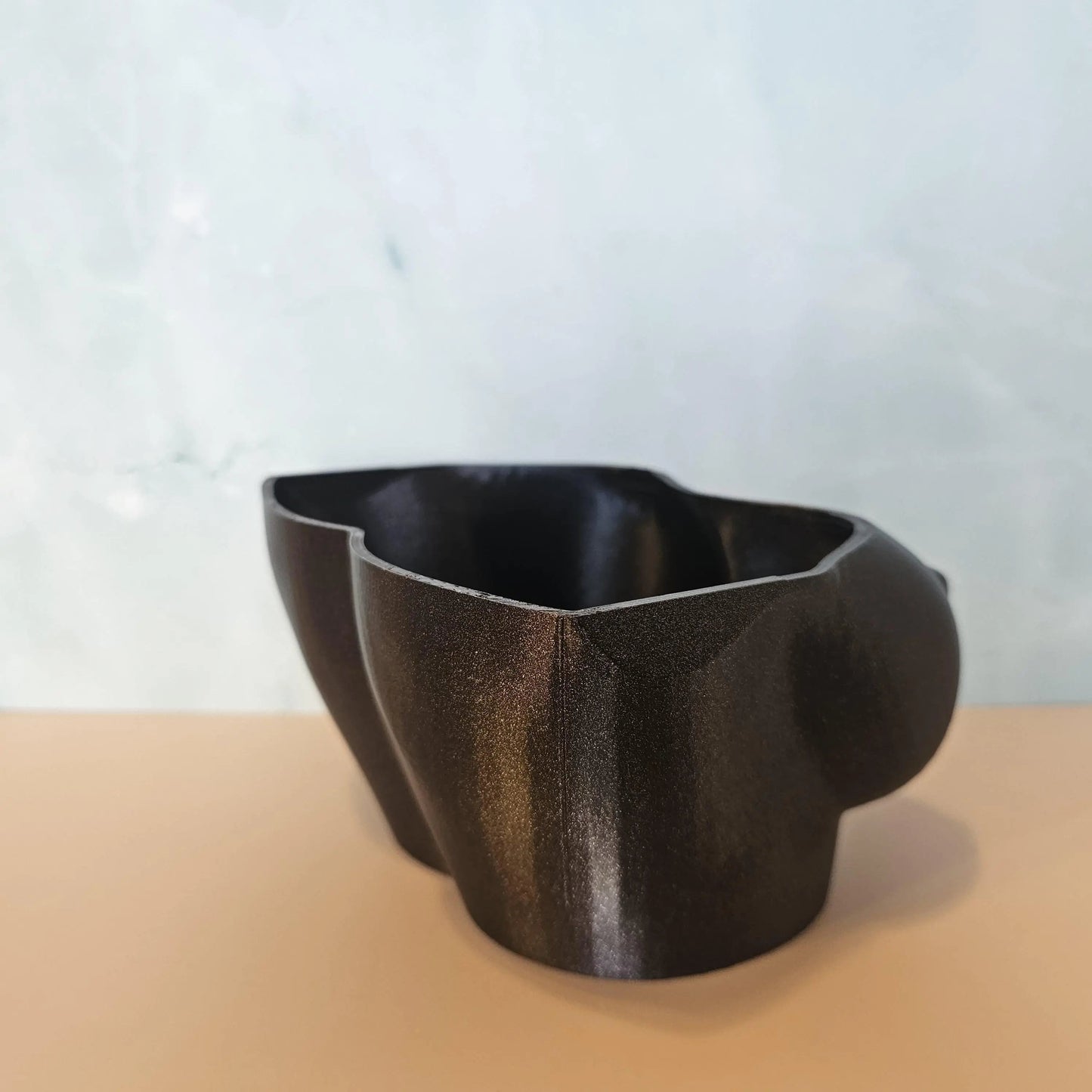 Shimmering Black 3D Printed Bust Planter: Stylish Indoor Decor for Live or Decorative Plants CR3 Design Co