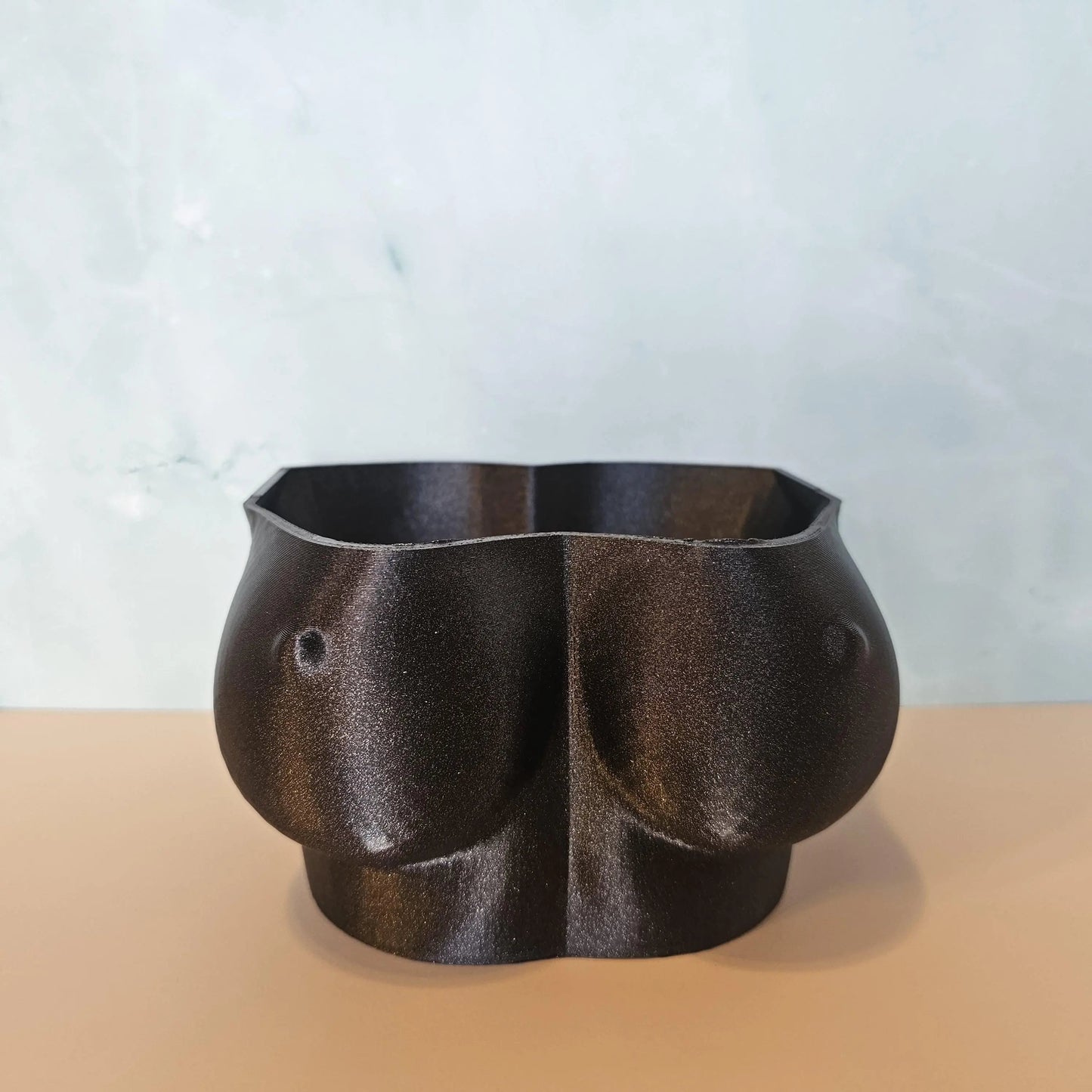 Shimmering Black 3D Printed Bust Planter: Stylish Indoor Decor for Live or Decorative Plants CR3 Design Co