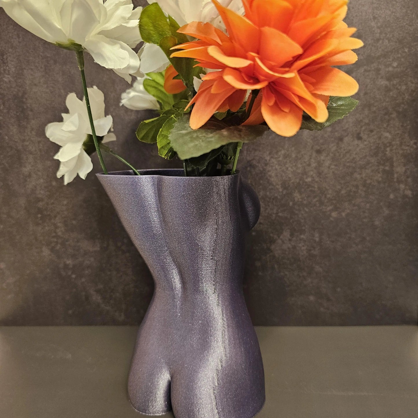 3D Printed Goddess Vase: Diamond Lavender Female Torso Sculpture CR3 Design Co