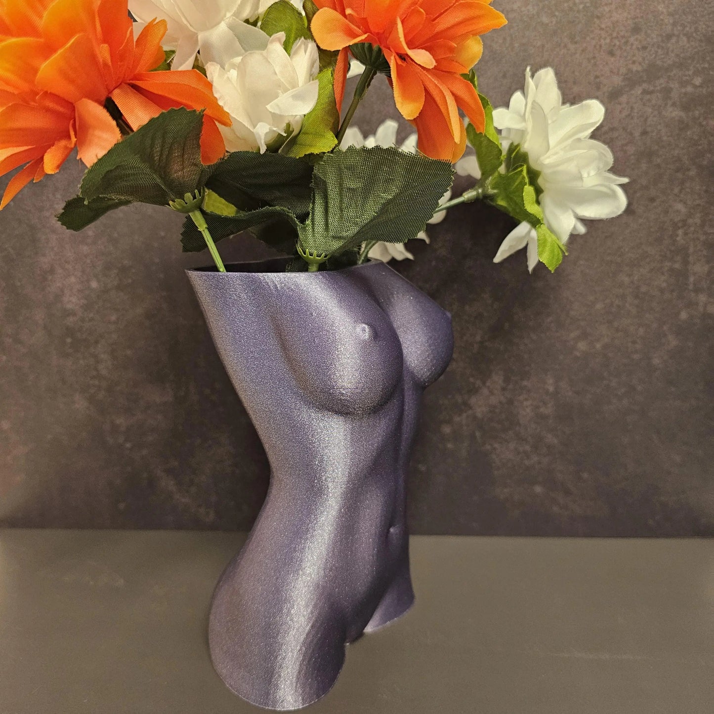3D Printed Goddess Vase: Diamond Lavender Female Torso Sculpture CR3 Design Co