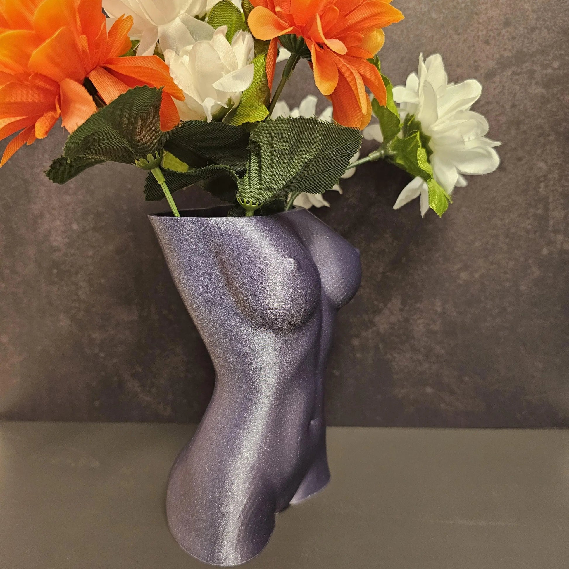 3D Printed Goddess Vase: Diamond Lavender Female Torso Sculpture CR3 Design Co
