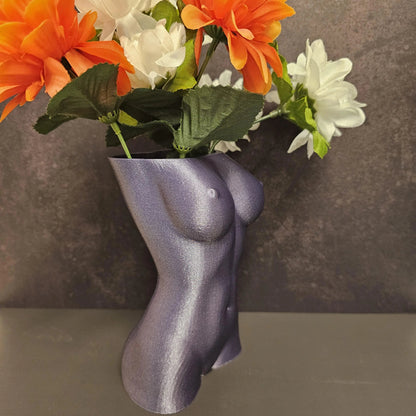 3D Printed Goddess Vase: Diamond Lavender Female Torso Sculpture CR3 Design Co