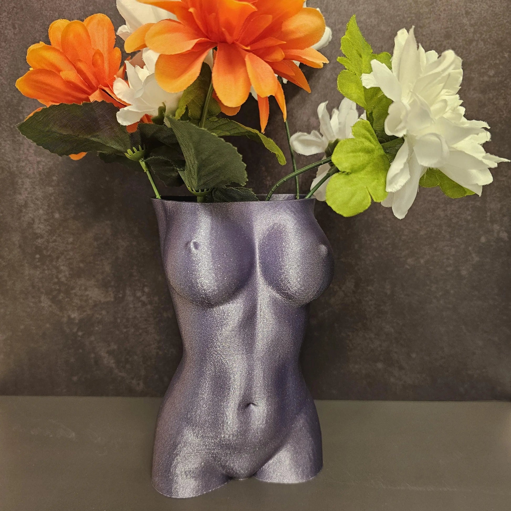 3D Printed Goddess Vase: Diamond Lavender Female Torso Sculpture CR3 Design Co