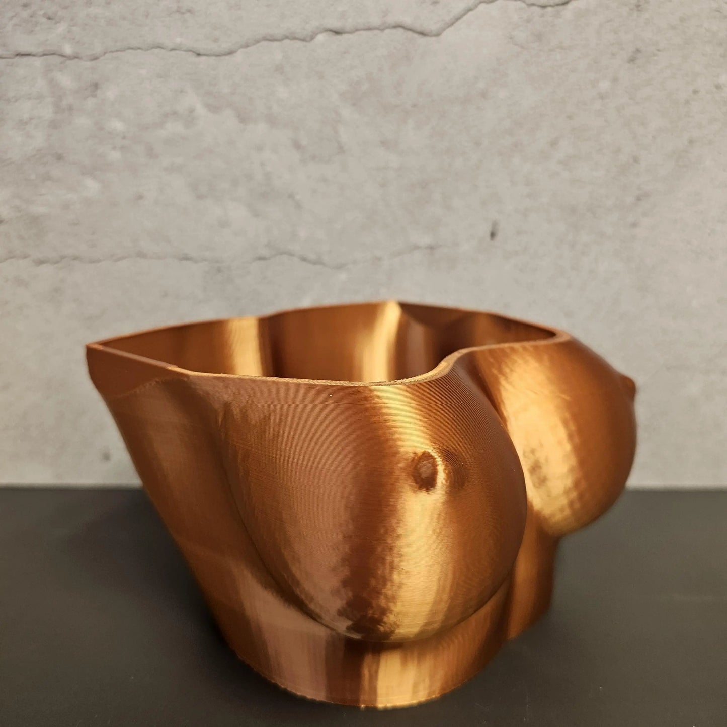 3D Printed Copper Bust Planter: Modern Art Torso Pot CR3 Design Co