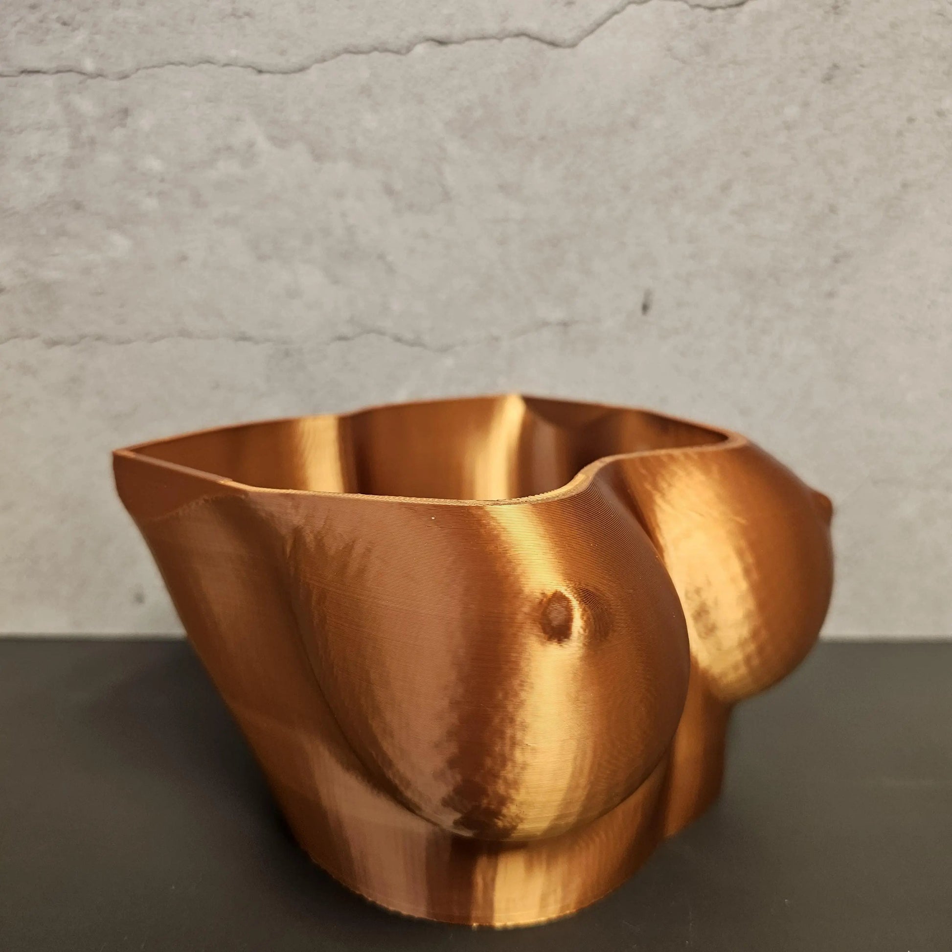 3D Printed Copper Bust Planter: Modern Art Torso Pot CR3 Design Co