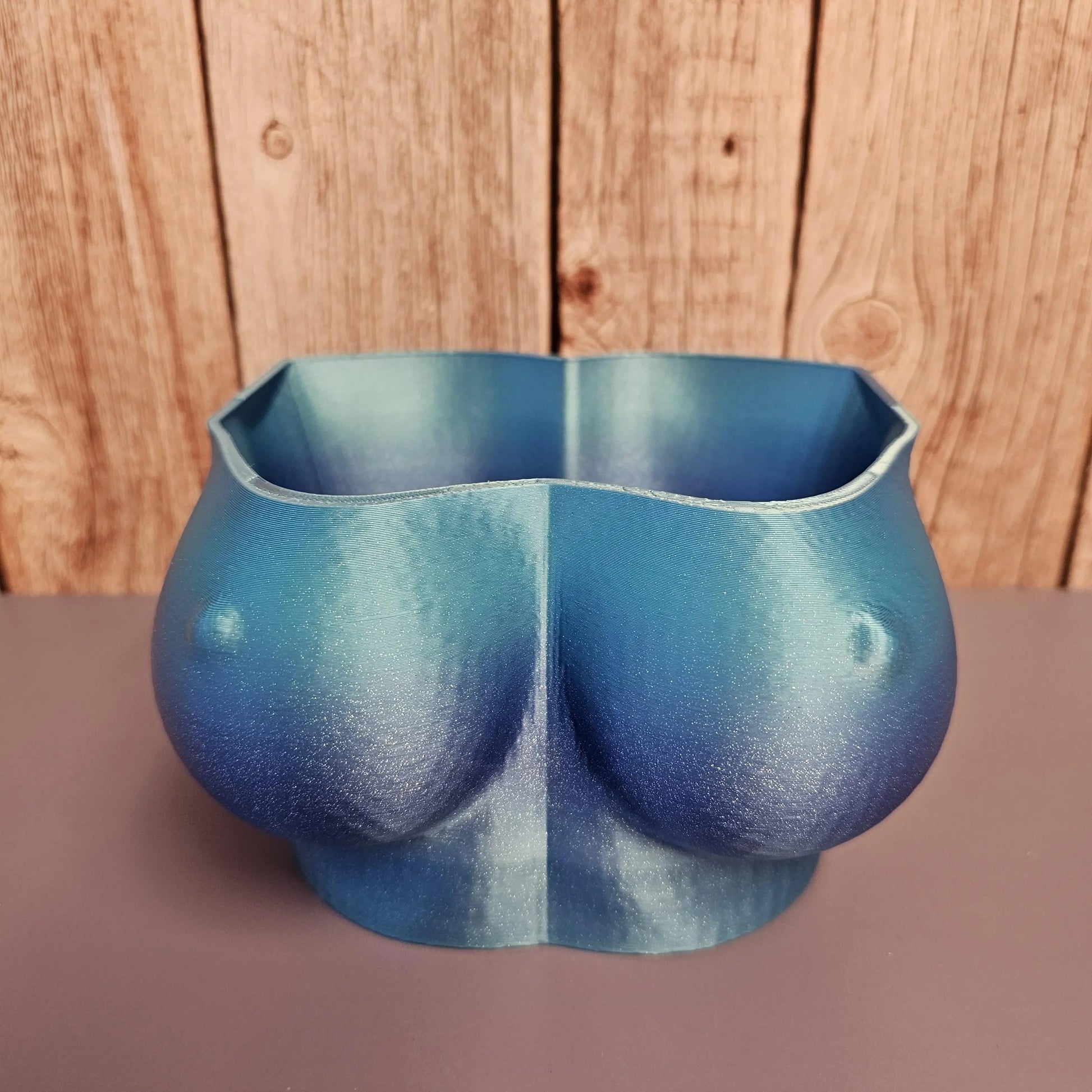 Pearlescent 3D Printed Bust Planter - Aqua Indoor Sculpture Vase for Live or Decorative Plants CR3 Design Co