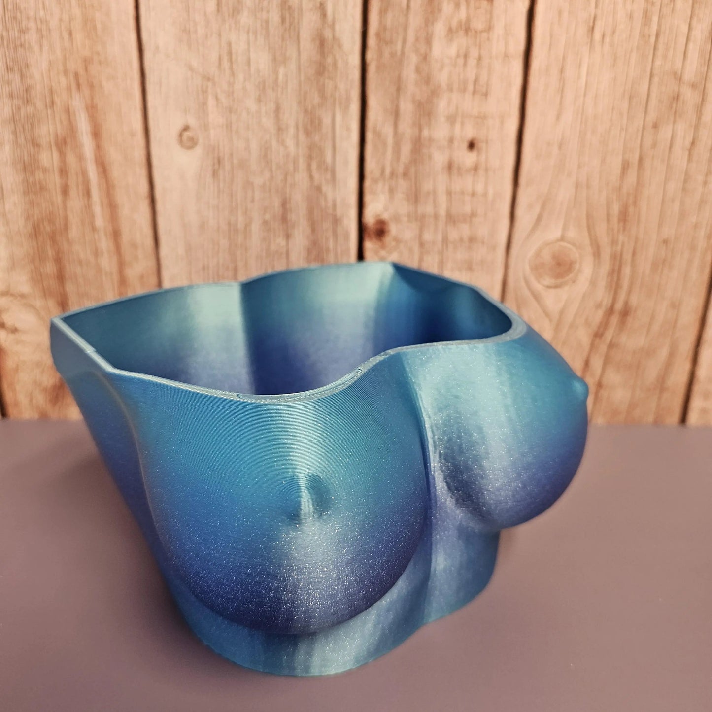 Pearlescent 3D Printed Bust Planter - Aqua Indoor Sculpture Vase for Live or Decorative Plants CR3 Design Co