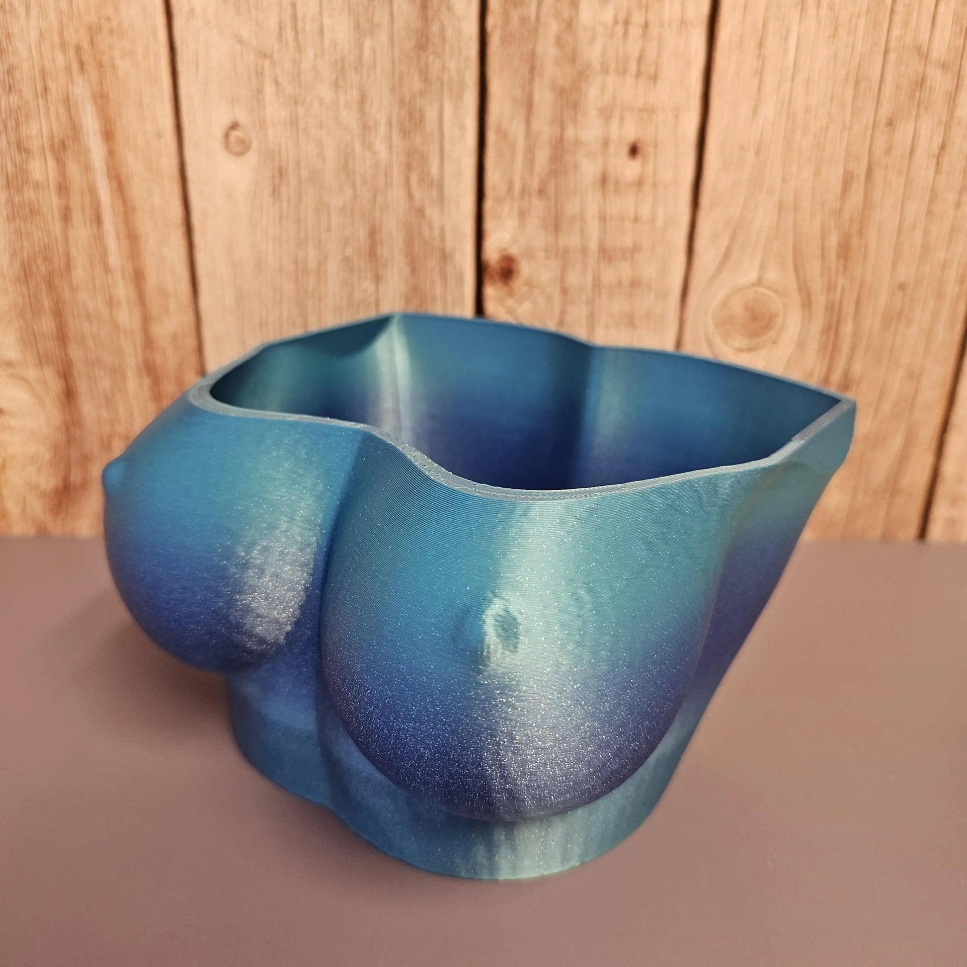 Pearlescent 3D Printed Bust Planter - Aqua Indoor Sculpture Vase for Live or Decorative Plants CR3 Design Co
