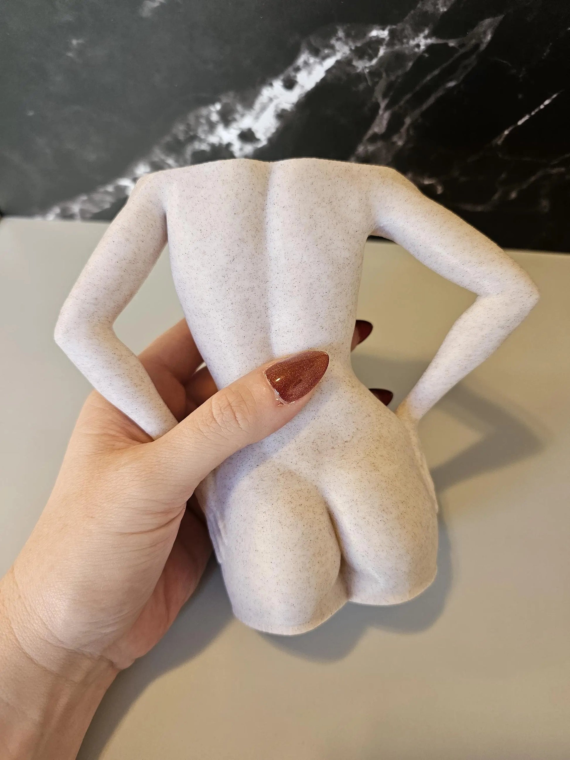 Modern 3D Printed Female Torso Vase Sculpture - Elegant Desert Sand Home Decor Art Piece CR3 Design Co