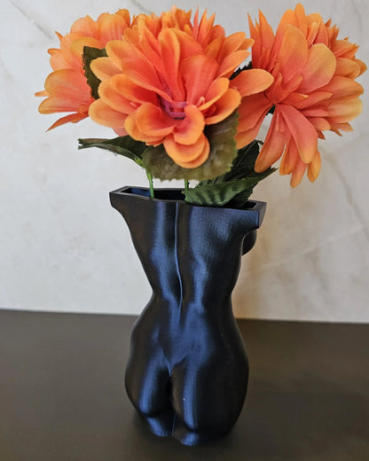 Elegant Midnight Blue 3D Printed Female Torso Vase - Modern Sculpture for Chic Home Decor CR3 Design Co