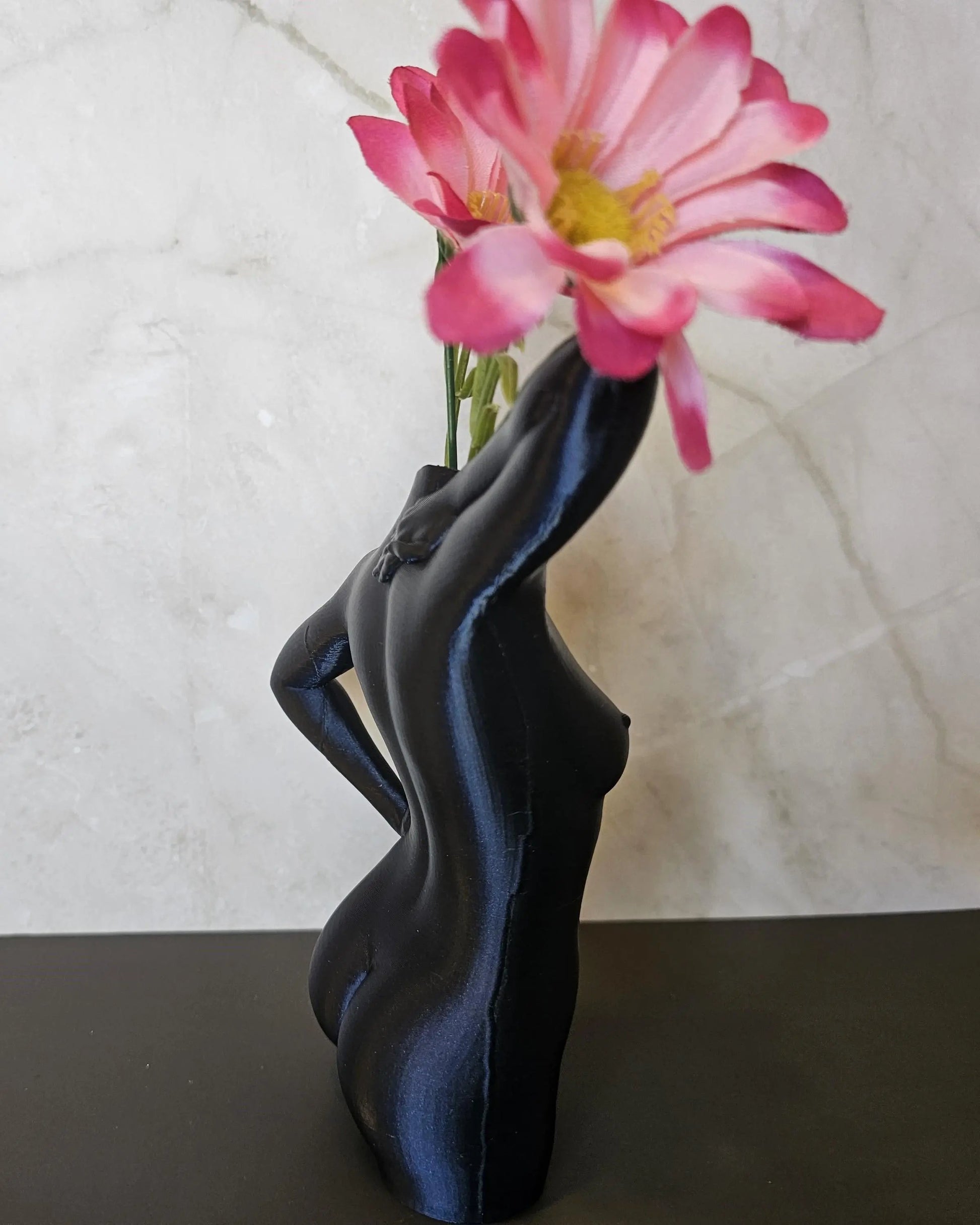 Elegant 3D Printed Female Torso Vase - Modern Midnight Blue Sculpture for Contemporary Home Decor CR3 Design Co